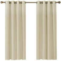 UMI Amazon Brand Cortinas Salon Opacas Dormitorio Moderno con Ollaos 2 Piezas 107x138cm Beige Oscuro